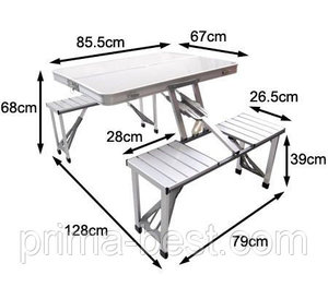 Набор мебели алюминиевый для пикника (стол и стулья)