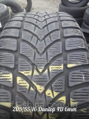 Шины зимние Б/У 205/55/16 Dunlop 4D протектор 6-7 мм